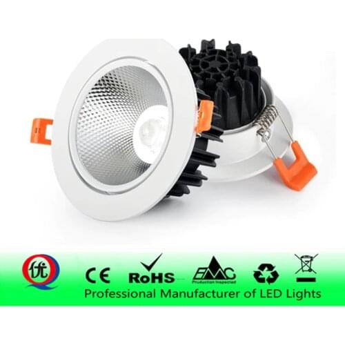 Super Bright Dimmable Downlight 3W5W 9W 12W 15W 18W Spot led downlight 220V 110V White Aluminum Round Recessed LED Spot Lighting