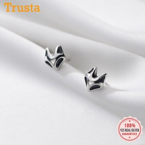 TrustDavis Real 925 Sterling Silver Fashion 2021 Fox Head Charm Stud Earrings For Women Wedding Minimalist Fine Jewelry DB162