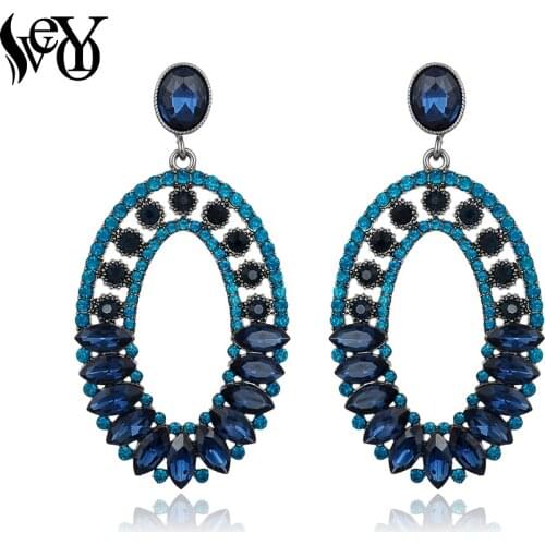 VEYO Big Luxury Crystal Dangle Earrings for Woman Round Vintage Wedding Party Earrings Jewelry Wholesale