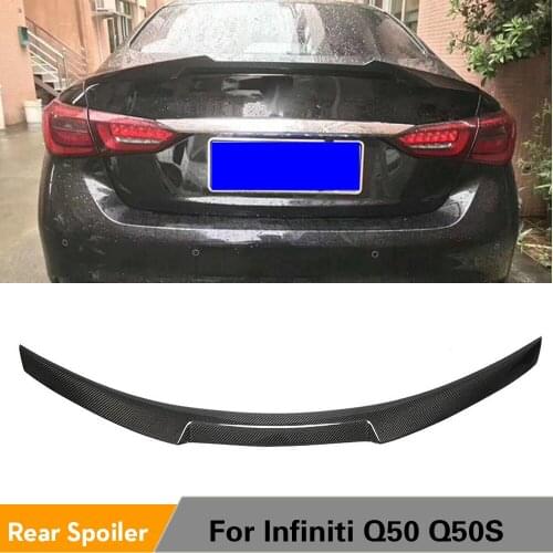 Rear Trunk Spoiler Boot Lip Wing Spoiler For Infiniti Q50 2014 - 2018 Carbon Fiber Trunk Spoiler Boot Lid Wing