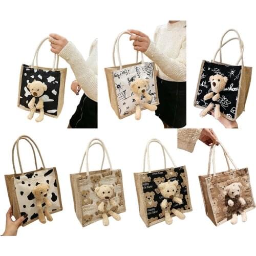 Women Canvas Bag Shoulder Bag Simple Canvas Handbag Tote Large Capacity Embroidery Shopping Bag Cute Book Bags For Girls