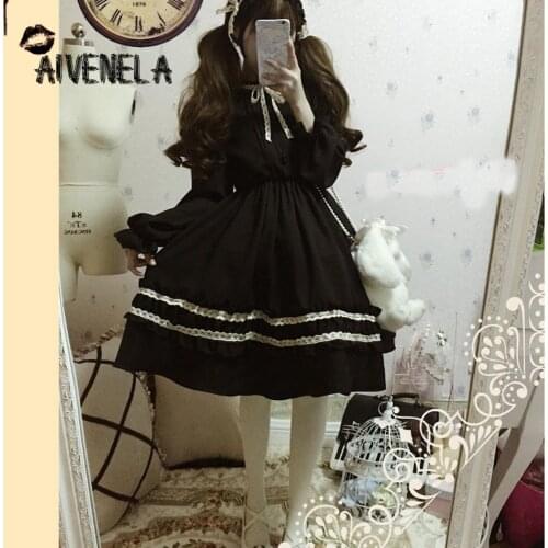 Gothic Lolita OP Dress Soft Girls Women Victorian Retro Ruffle Vintage Party Dresses AFC849