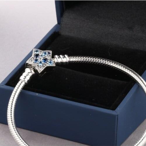 Star Silver Bracelet Blue Pentagram Star Chain Cuff Blinking Bracelet Fashion Bracelet Gift
