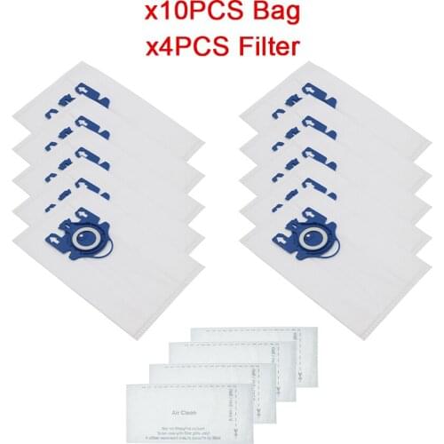 10Pcs/Lot For Miele Type GN Deluxe Synthetic Vacuum & 4 Filters S2 S5 S8 C1 C3 Hepa Vacuum Cleaner DUST BAGS With FILTERS
