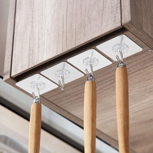 10 Pack Powerful Seamless Hooks Punch-Free Adhesive Hook Household Kitchen Bathroom Wall Sticker Stainless Steel Hook Hook