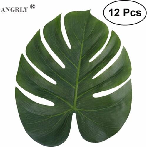 12pcs NEW Artificial Tropical Palm Leaves Simulation Leaf For Hawaiian Luau Party Jungle Beach Theme Party Decorations 3 sizes