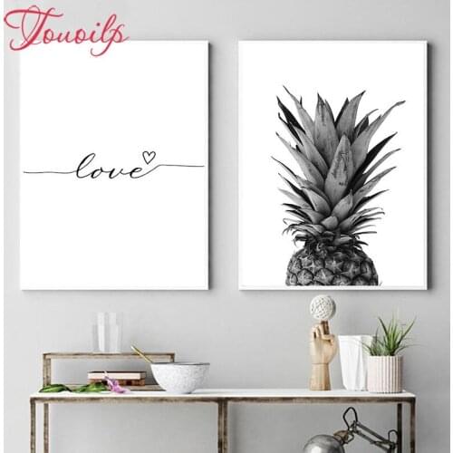 Diy,Diamond Painting Black And White Fruit Pineapple 2 pcs,Cross Stitch,Full,Diamond Embroidery,Mosaic,pattern,embroidery,art