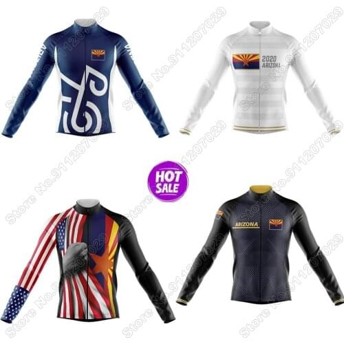 2020 USA State Arizona Cycling Jersey Long Sleeve Cycling Clothing Men Race Road Bike Shirts Bicycle Tops MTB Uniform Maillot