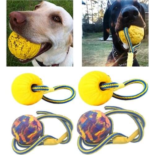 4Pcs Dog Rope Ball Toy EVA Rubber Ball Interactive Pet Chewing Training Bite Resistant Toys With Rope for Pet Puppy Teething C42