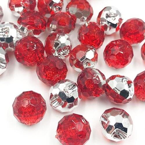40pcs Red Color Round Acrylic Buttons Apparel Sewing Supplies Garment Accessories DIY Crafts