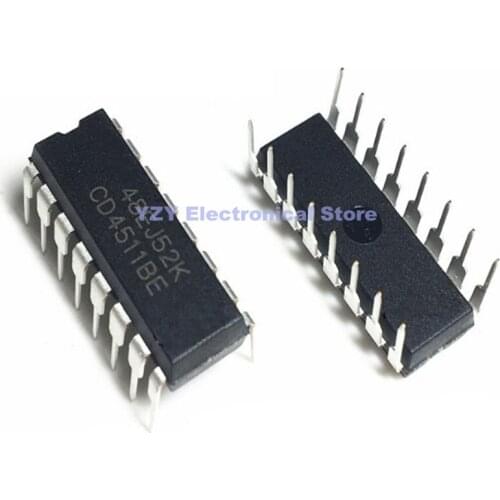 5PCS/LOT CD4511BE DIP16 CD4511 DIP 4511BE DIP-16 HEF4511BP In Stock IC Best Quality