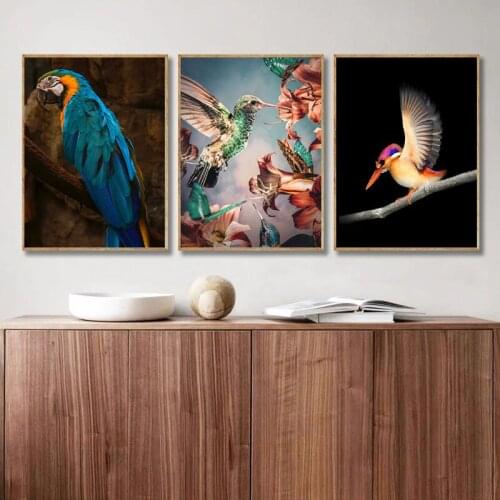 Abstract Wall Art Canvas Painting Parrot Watercolor Bird Animal Landscape Posters Prints Modern Picture For Bedroom Home Decor