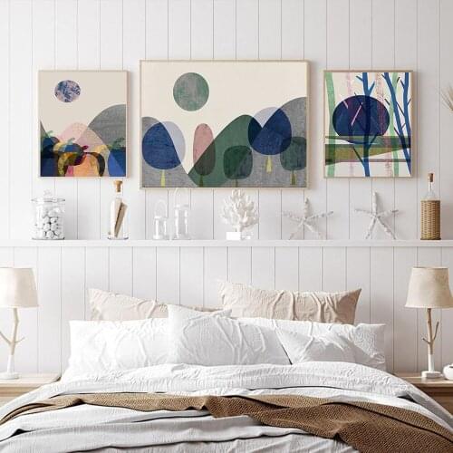 Abstract Nature Landscape Trees Wall Art Canvas Painting Nordic Posters and Prints Wall Pictures for Living Home Decoration