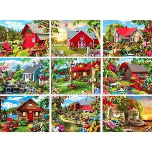 5D Diamond Painting Scenery DIY Diamond Embroidery House Rhinestone Mosaic Cross Stitch Landscape Home Decor TT1540