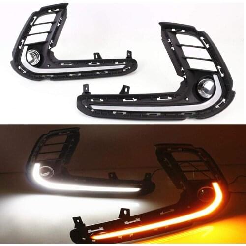 Car Daytime Running Lights Front Bumper White DRL Driving with Yellow Signal Front Bumper for Hyundai Elantra 2017 2018