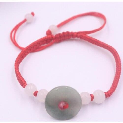 Real Natural Jade Jadeite Bracelet Lucky Beads For Women And Men Baby Weave Lucky Bracelet 6.3''L
