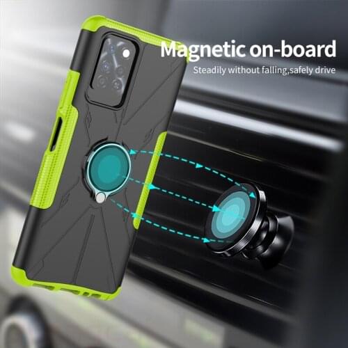 For Samsung Galaxy A22 A82 A12 M12 A72 A52 A02S S21 FE F62 M62 Mecha Bear Series Phone Back Case Ring Bracket Protection Cover