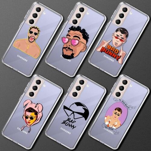 Clear Case For Samsung Galaxy S21 FE S20 Ultra S10 Plus Lite A51 A12 A21s S9 S8 S10e S7 Soft Phone Cover Rapper Bad Bunny Shell
