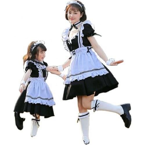 Black And White Girls Halloween Maid Costume Kids Children Housekeeper Cosplay Carnival Purim Parade Stage Role Play Party Dress