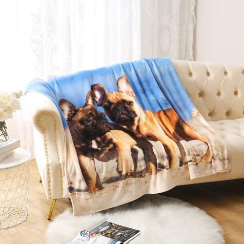 Merrylife Home Soft Flannel Blanket Cover The Bed Cute Puppy Pattern Thick Fleece Sofa Blanket Blue Small Blanket for kids