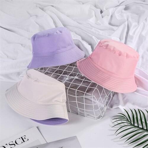 Double-sided Wearing Solid Color Unisex Bucket Hat Men Women Sun Reversible Fisherman Hat Summer Panama Sun Fishing Prevent Hats