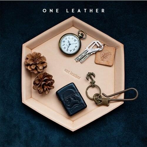 Double Sided Cowhide Hexagonal Storage Tray Plate Decorative Desktop Organizer For Jewelry Key Candy Sundries Food Holder Stands