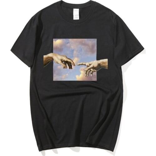Michelangelo Hands T Shirt Ulzzang Vintage Women-men Aesthetic Tshirt 90s T-shirt Aesthetic Camisetas Grunge Unisex Harajuku New