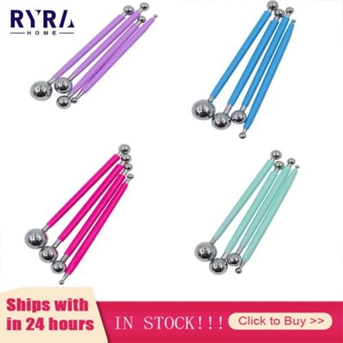 4pcs Fondant Cake Decorating Modelling Tools Flower Decoration Pen Pastry Carving Cutter Baking Craft Cake Mold Cake Tools