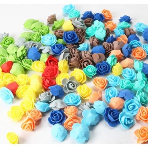 20pcs Blue Mini PE Foam Rose Flower Head Artificial Rose Flowers Handmade DIY Wedding Home Decoration Festive & Party Supplies