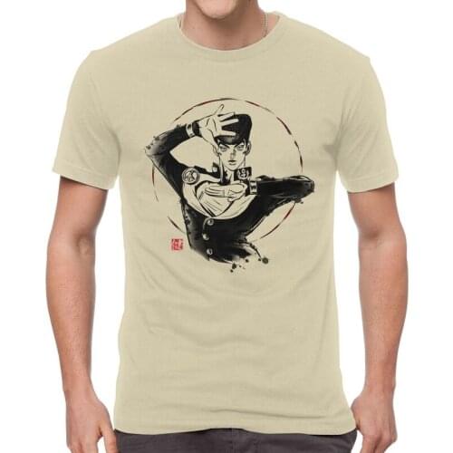 Jojo Bizarre Adventure T Shirt Mens Cotton Print T-shirt Funny Tshirt Short Sleeve Manga Anime Josuke Higashikata Tees Tops