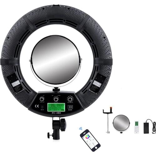 Yidoblo FC-480 RGB LED APP Ring Light LED Video Beauty Skin nail Makeup Lamp Photography Movie film Studio Ring lamp whole set