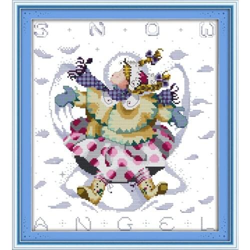 The girl play in the snow cross stitch kit people 18ct 14ct 11ct count print canvas stitches embroidery DIY handmade needlework