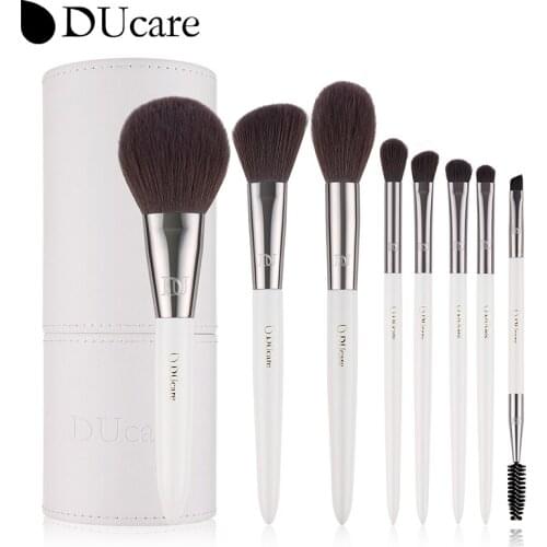DUcare 8PCS Pearl White Makeup brushes set Beauty Foundation Powder Eyeshadow Make up Brush High quality With brush holder
