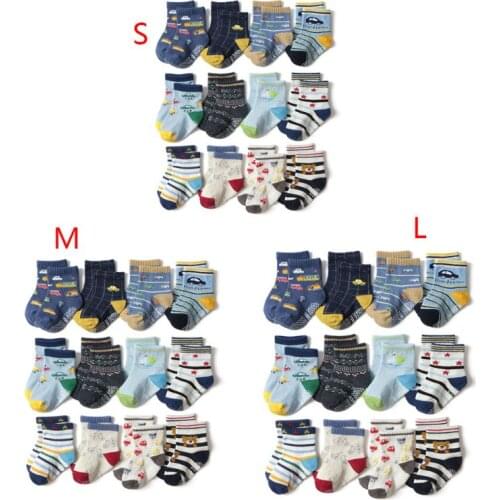 12 Pair/Set Toddler Baby Combed Cotton Socks Anti-slip Cartoon Floor Stocking Kids Boys Girls Comfortable Warm Sox