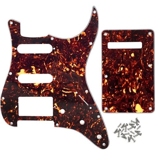 NEW Set of SSH Guitar Pickguard HSS Back Plate Brown Tortoise 4Ply with Screws for FD Strat Guitar Parts
