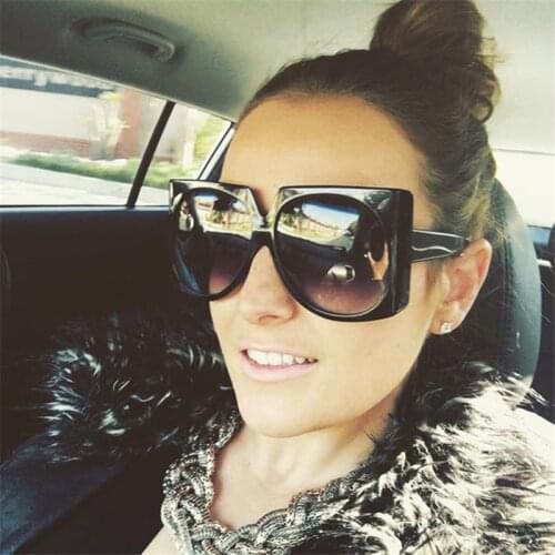 New Women Oversized Square Sunglasses Lady Brand Designer Fashion Black Sun Glasses Oculos De Sol Feminino