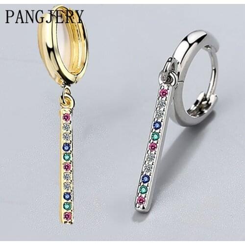 PANGJERY 925 Sterling Silver Hoop Earrings for Women Fashion Elegant Exquisite Micro Inlaid Zircon Key Party Fine Jewelry Gifts