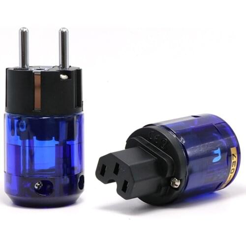 Pair P-037E Rhodium plated EU power connector +C-037 IEC female connector