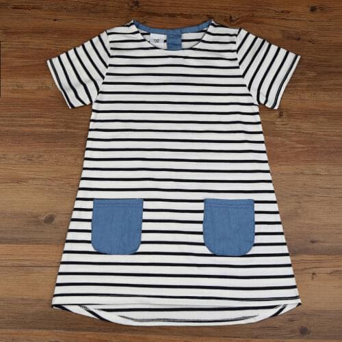 Summer Toddler kids Baby Girls Dress Soft Cotton lovely Children Clothes Printed Stripe Formal Casual Short sleeve Dresses