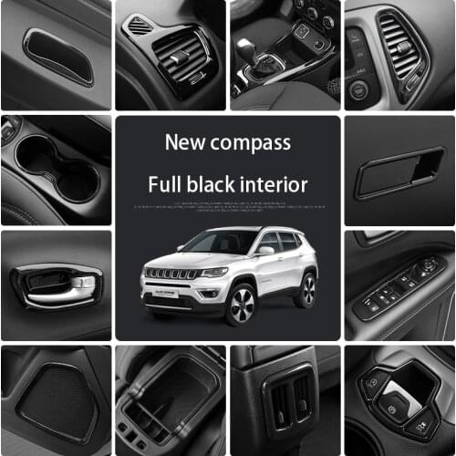 Full set of black decorative accessories Car styling interior protection cover sticker decoration For Jeep Compass