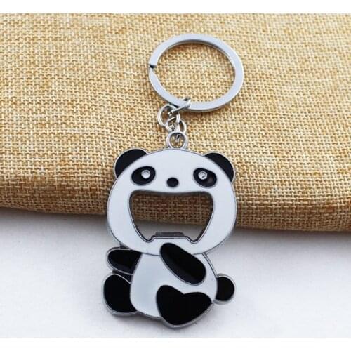 Portable Cute Panda Bottle Opener Key Chain Novely Beer Soda Panda Keychain Key Ring Opener Holiday Gift Beer Bar Tool