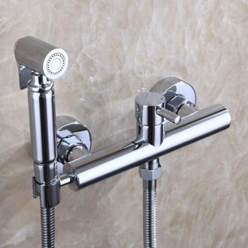 With Hot And Cold Faucet Valve 150 cm Stainless Steel Hose Muslim Handheld Shattaf Bidet Toilet Spray Shower High Pressure Bidet