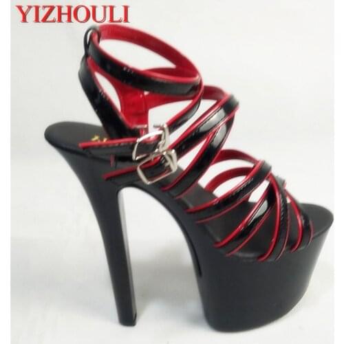 17cm Crystal gladiator sandals heels platform nightclub dancing shoes sexy womens sexy high heels