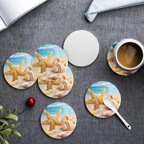 Upetstory Office Tea Coffee Cup Mug Heating Mat Cute Starfish Shells Print Warmer Pad Custom Insulation Coaster Placemats