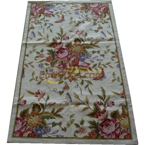 Orbusson Oriental Embroidered Carpet With Interwoven Woollen Wreath Handmade Sofa Blanket Antique Wool Rug Carpet