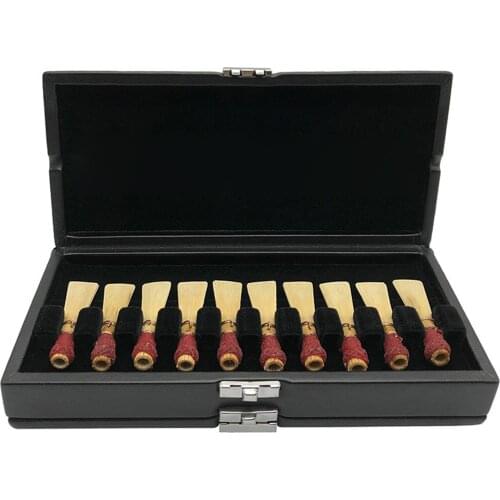 Oboe Reed Case Storage Wooden + PU Leather Cover Reed Case Holder Storage Box Oboe Reed Storage Case For 20 Reeds