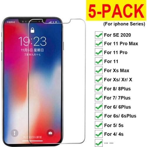 Tempered Glass for Iphone 11 Pro Max X XS Max XR 6 7 8 Plus Screen Protectors Front Cover Guard Film Glass for Iphone Accessory