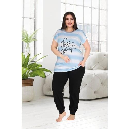 WOMEN LARGE SIZE SHORT SLEEVE PİJAMA TOOL TURKISH MALI 10786