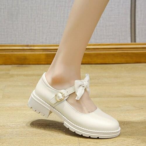 Soft Sole Thick Heel Ladies Single Shoes Female 2021 New Womens Shoes All-match Shallow Mouth Single Shoes Small Leather Shoes