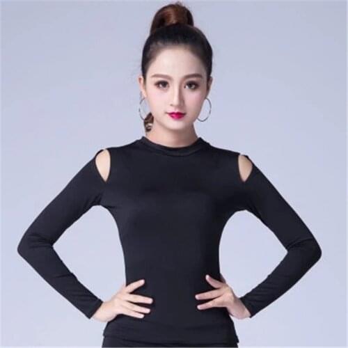 2019 New Latin Dance Clothes Top For Women Dancers Long Sleeve Cutout Sexy Costume Ballroom Flamengo Practice Performance Wear